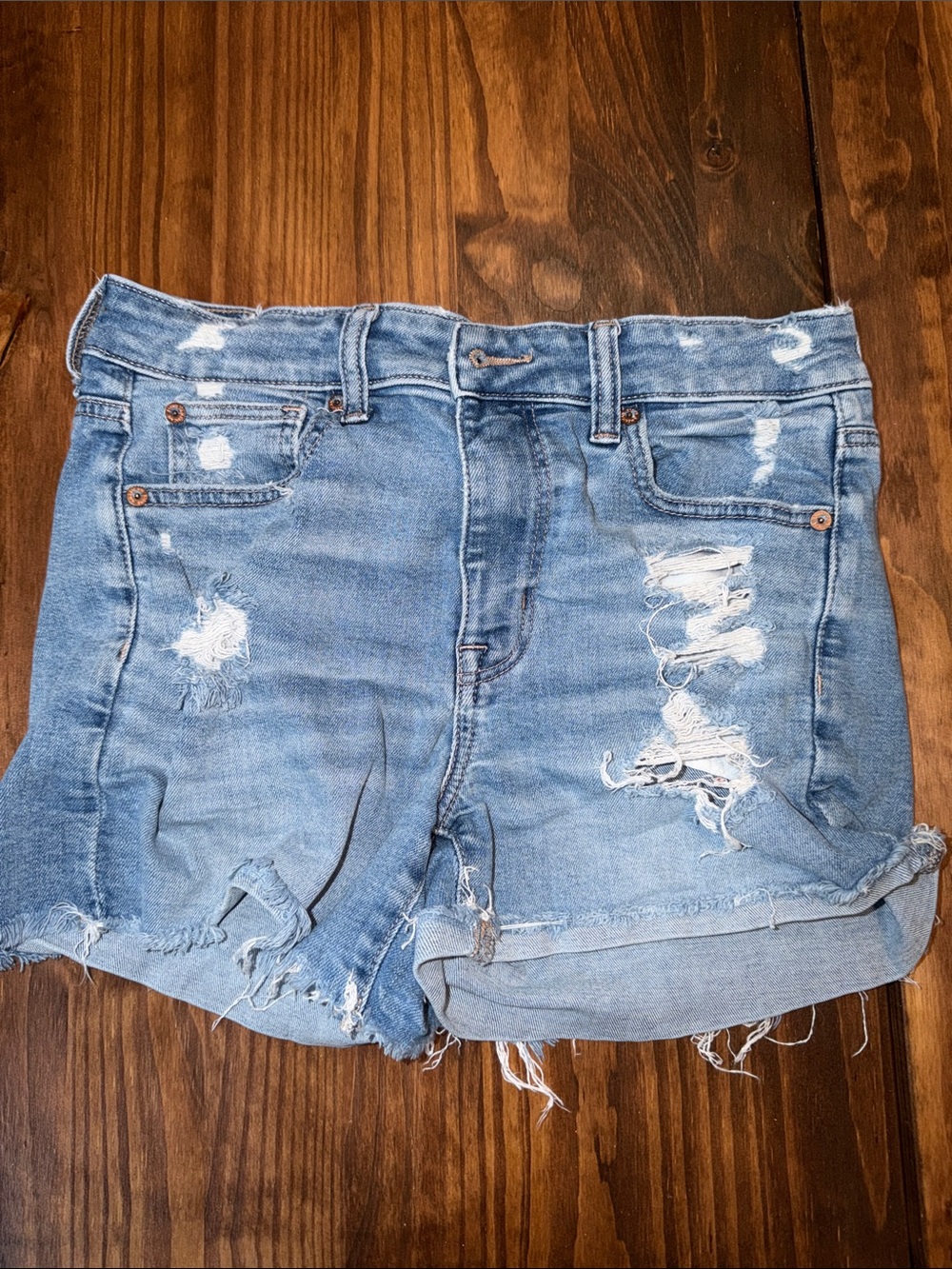 American Eagle Outfitters Light Blue Distressed Denim Shorts